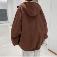 Two-sided wear fashionable loose hooded fleece jacket for men – thick, warm coat with trendy letter embroidery