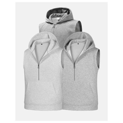 Mens Sport New hoodie-style vest with half-zip