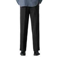 Mens Suit Pants, Formal Loose Straight Wide Leg Pants, Adjustable Waist, Front Pleat
