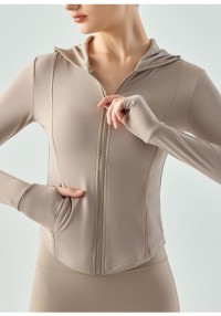 Women Long-sleeve zipper hoodie yoga running shirt