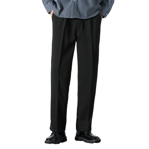 Mens Suit Pants, Formal Loose Straight Wide Leg Pants, Adjustable Waist, Front Pleat