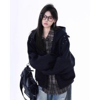 Women Trendy Hoodie with Rivet-Style Dachshunds Design