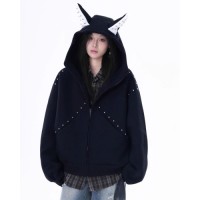 Women Trendy Hoodie with Rivet-Style Dachshunds Design