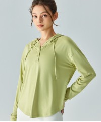 Women loose drawstring yoga top fitness wear running outfits