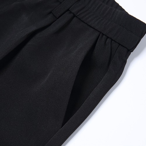 Mens Suit Pants, Formal Loose Straight Wide Leg Pants, Adjustable Waist, Front Pleat